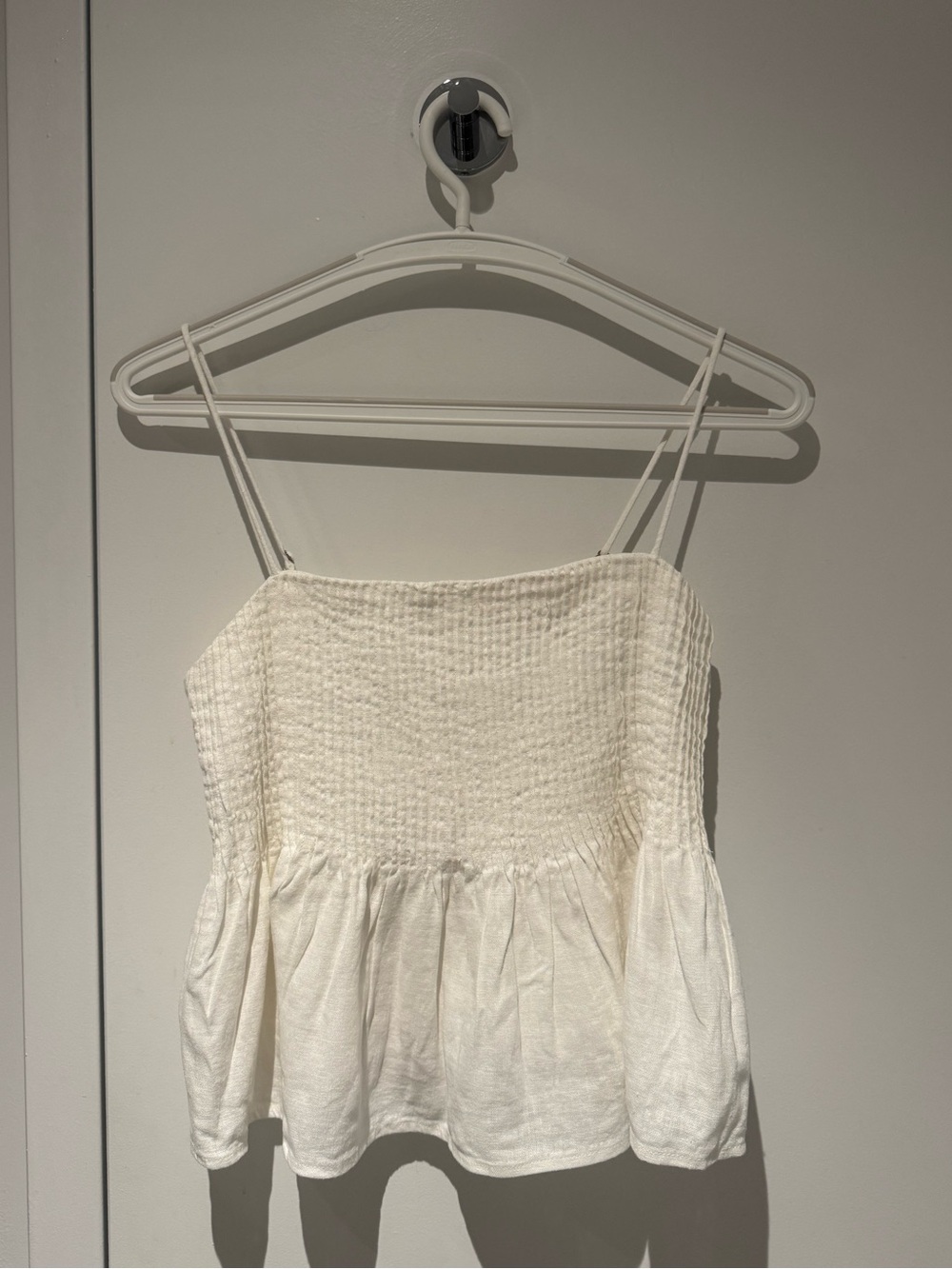 Abercrombie & Fitch Cream Smocked Peplum Cami Top Size XS